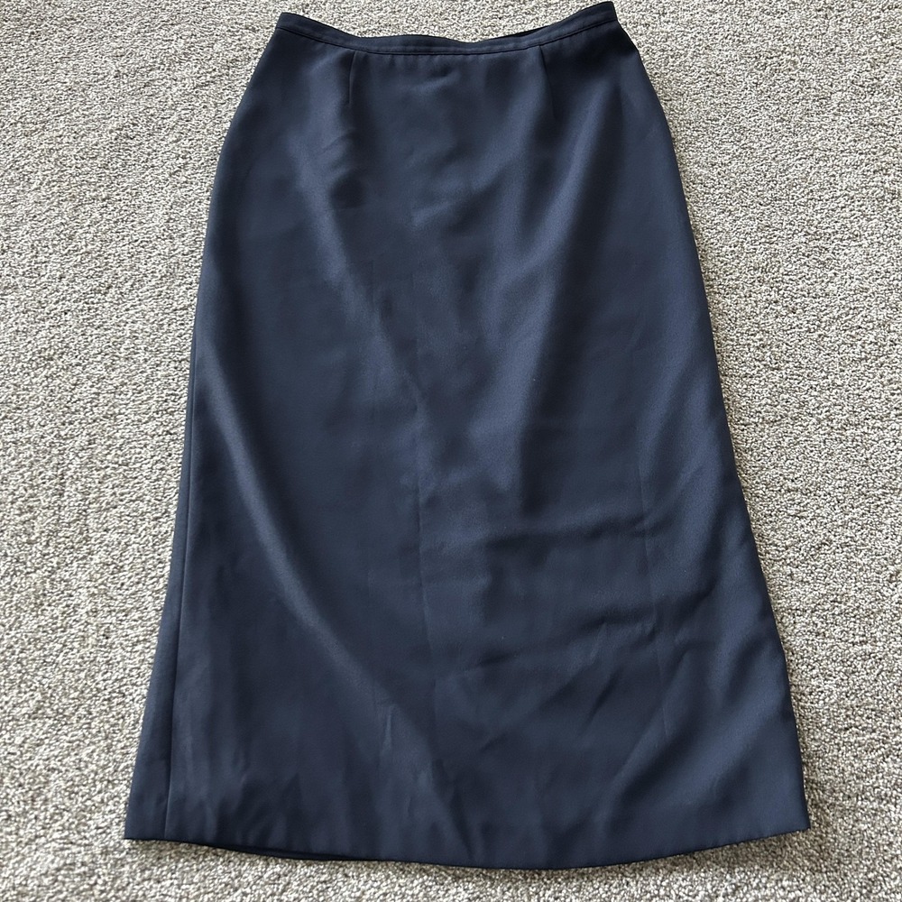 Vintage Le Suit Pencil Skirt Womens 34" Blue Lined A Line Office Career Workwear
